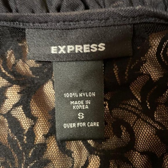 Express Lace Ruffle Black Top Vtg 90s/Y2K - Picture 4 of 4